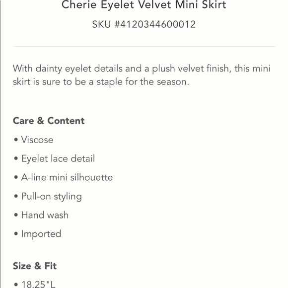 Anthropologie Cherie Eyelet Velvet Mini Skirt - Picture 5 of 8
